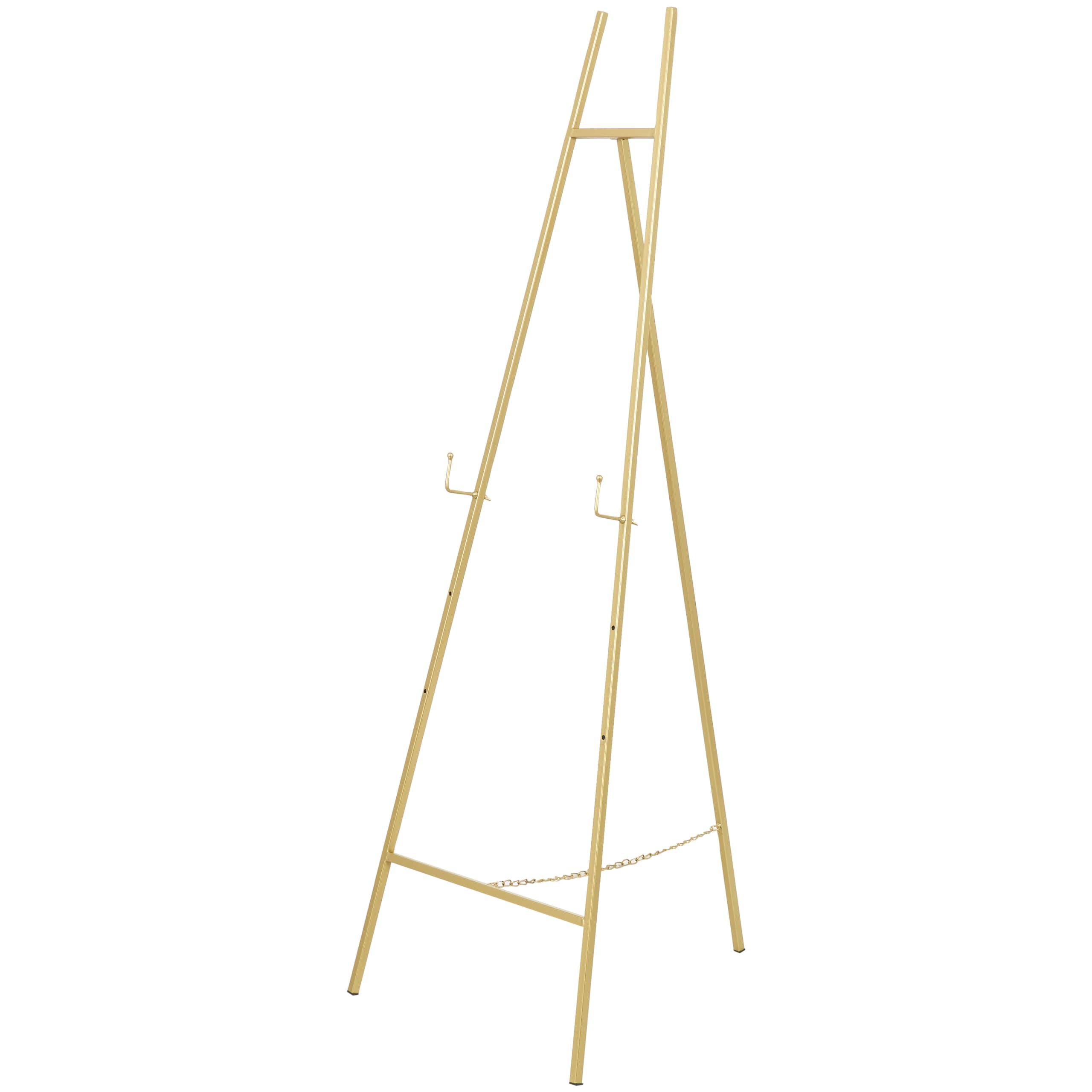 Photo 1 of **MISSING THE 2 FRONT HOOKS**Deco 79 Metal Geometric Display Easel Tall Adjustable 3 Tier Floor Standing Easel with Chain Support, Display Stand 20" x 18" x 56", Gold