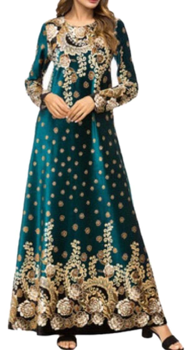 Women Dubai Spring Kaftan ALine Velour Islamic Muslim Dress 1 S