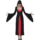 NANAMEEI Women Lace Up Front Hooded Robe Costume Color block Maxi Dress