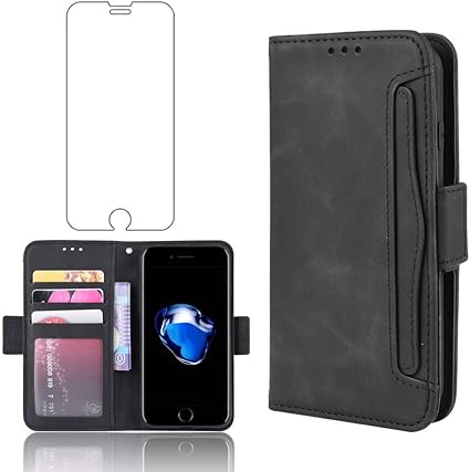 Amazon Co Jp Asuwish Iphone Se Iphone 7 8 第2世代 ケース 手帳型 1枚強化ガラス レザー 財布型 保護フィルム サイドマグネットレザーケース カード収納 スタンド機能 収納力抜群 Qi充電対応 耐衝撃ア Iphonese2 Iphoneseケース Iphone7 Iphone8 Se2
