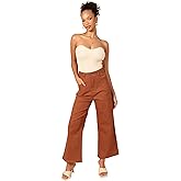 Petal & Pup Womens Georgette High Waisted Straight Leg Pants - Brown