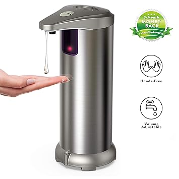 Hanamichi Automatischer Seifenspender mit Edelstahl, Infrarot-Bewegungssensor, Wasserdichte Basis, Einstellbare Schalter, Gee