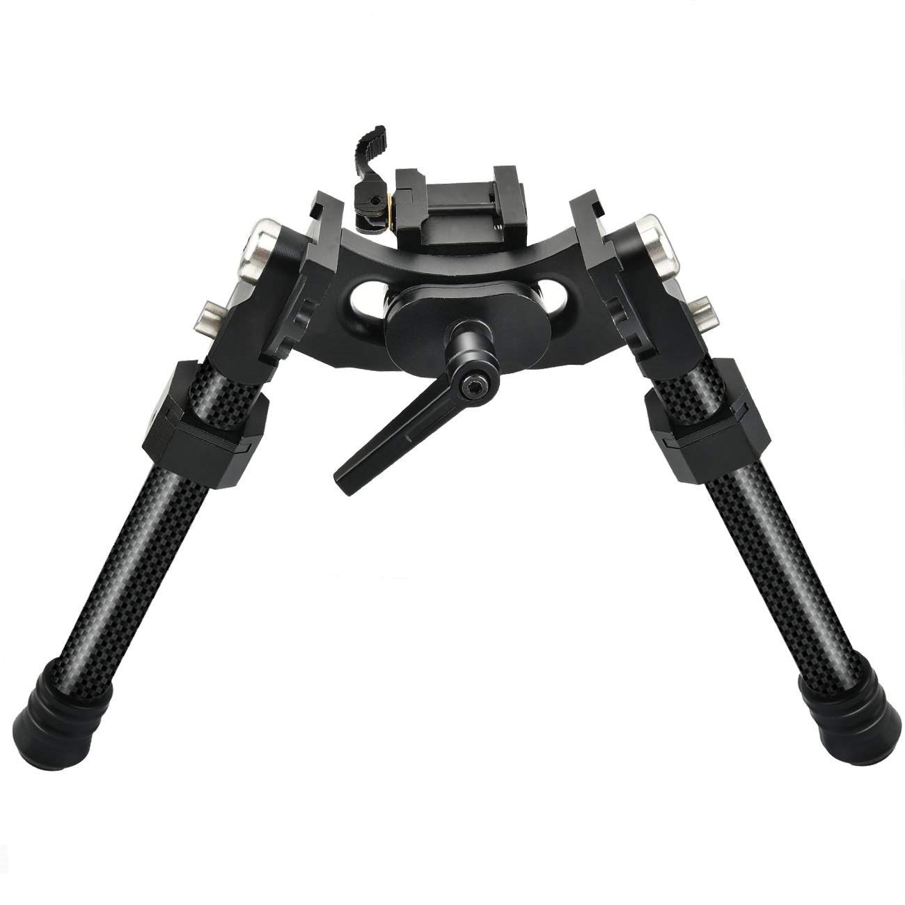 Quick Detach Carbon Fiber Swivel Bipod Adjustable for Long Range Hunting and Shooting attached to Picatinny Rail
