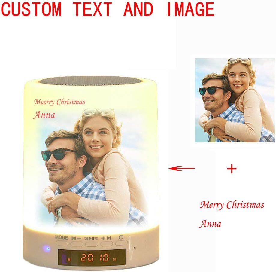 Custom Picture Audio Night Light Multifunction Music LED Player Lamp, PersonalizedPhoto Text Bluetooth Speaker Camping Party Table Color -Full Custom Picture