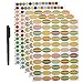 Mudder Waterproof Essential Oils Bottle Stickers Labels Oval-shaped and Round Stickers with Marker Pen, 5 Sheet