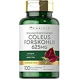 Coleus Forskohlii Capsules | 625mg | 100 Count | Non-GMO & Gluten Free Standardized Extract | Forskolin Supplement | by Carly