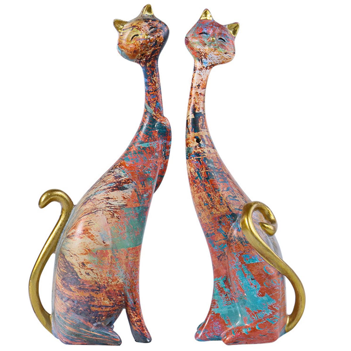PIGPIGFLY Graffiti Ornaments, Resin Couple Cats, Decorative Living Room, Home Store Decoration, Office Decorations, Animal Decoration, Gift