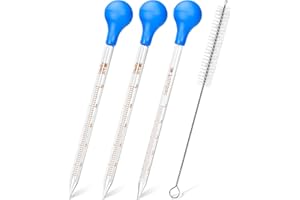 HOAOH Glass Pipettes Set 2 x 10ml and 5ml Glass Graduated Pipettes Dropper with Big Rubber Cap Dropping Lab Pipette Transfer 