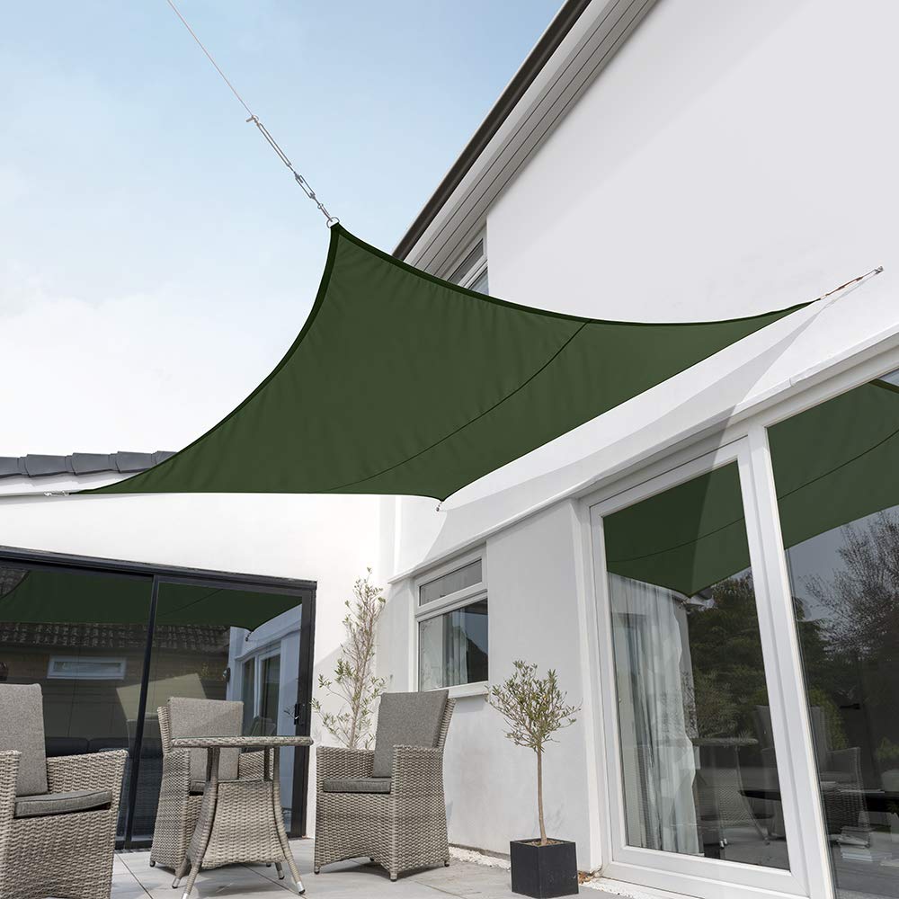 Kookaburra Waterproof Garden Sun Shade Sail Canopy in Green 98% UV Block (3.6m Square)