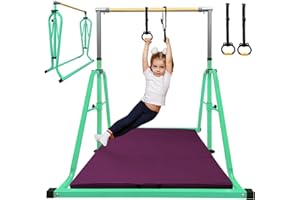 Peakpath Gymnastics kip Bar,Height Adjustable 3' to 5' and Foldable Gymnastic Equipment for Kids Junior Ages 3-15, Ideal for Indoor and Home Training