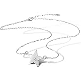 925 Sterling Silver Necklace Cubic Zirconia Star Pendant Tiny Dainty 18" Silver Chain For Women She Good Luck Jewelry Gift