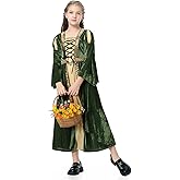 yolsun Renaissance Dress Girls Costume Medieval Princess for Kids Halloween Outfit Dress Up