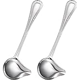Patelai 2 Pcs Small Ladle Gravy Spoon Drizzle Spoon 1 oz Stainless Steel | Saucier Sauce Soup Spoon, Metal Sliver， Spooning Gravies Sauces， Serving at Thanksgiving Christmas Dinners Kitchen Utensils