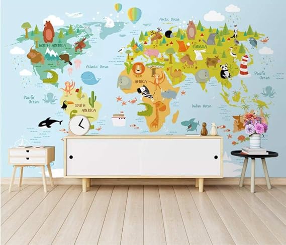 Fotomurales de pared 3D Mapa mundial, niño, regalo Decoración de Pared