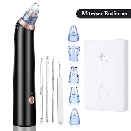 Mitesserentferner,Vakuum Absaugung Gesichts Cleaner Mitesser Entferner USB-Aufladung und 5 Austauschbaren Reinigungsaufsätzen