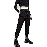 MEINVQIAOTI Street Trend Work Joggers for Pants Women Goth Baggy Black Cargo Pants Women