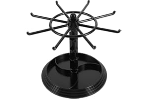 HEMOTON Rotating Jewelry Display Stand Black Counter Organizer with Multiuse Hanging Rack for Small