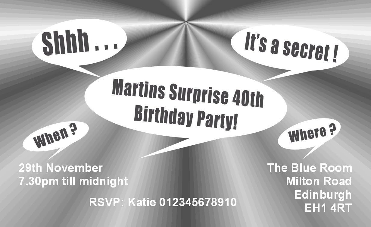 40 Magnetic Surprise Party Invitations Personalised Birthday Invitations For 18th 21st 30th 40th 50th 60th 70th 80th 90th Adult Party Invites For Any Age Envelopes Are Included Amazon Co Uk Office Products