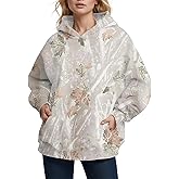 JHCBKFF Women's Camo Hoodies Sweatshirt Maple Leaf Print Oversized Fleece Sweatshirts Classic Pullover with Pocket