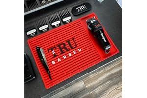 TRU BARBER MAT 14”X 9” (Red) Flexible PVC Station Mat, Professional Mat, Salon and Barbershop Work Station Pads, Beauty Salon Tools Hairstylist, Counter mat for Clippers, Anti Slip
