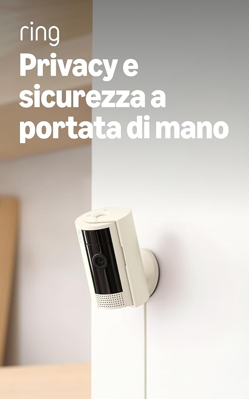 videocamera interna (Indoor Camera 2ª gen.) | Telecamera di sorveglianza per animali domestici | Audio bidirezionale, copertura per la privacy, fai-da-te | Ring Home: 30 gg. prova gratuita