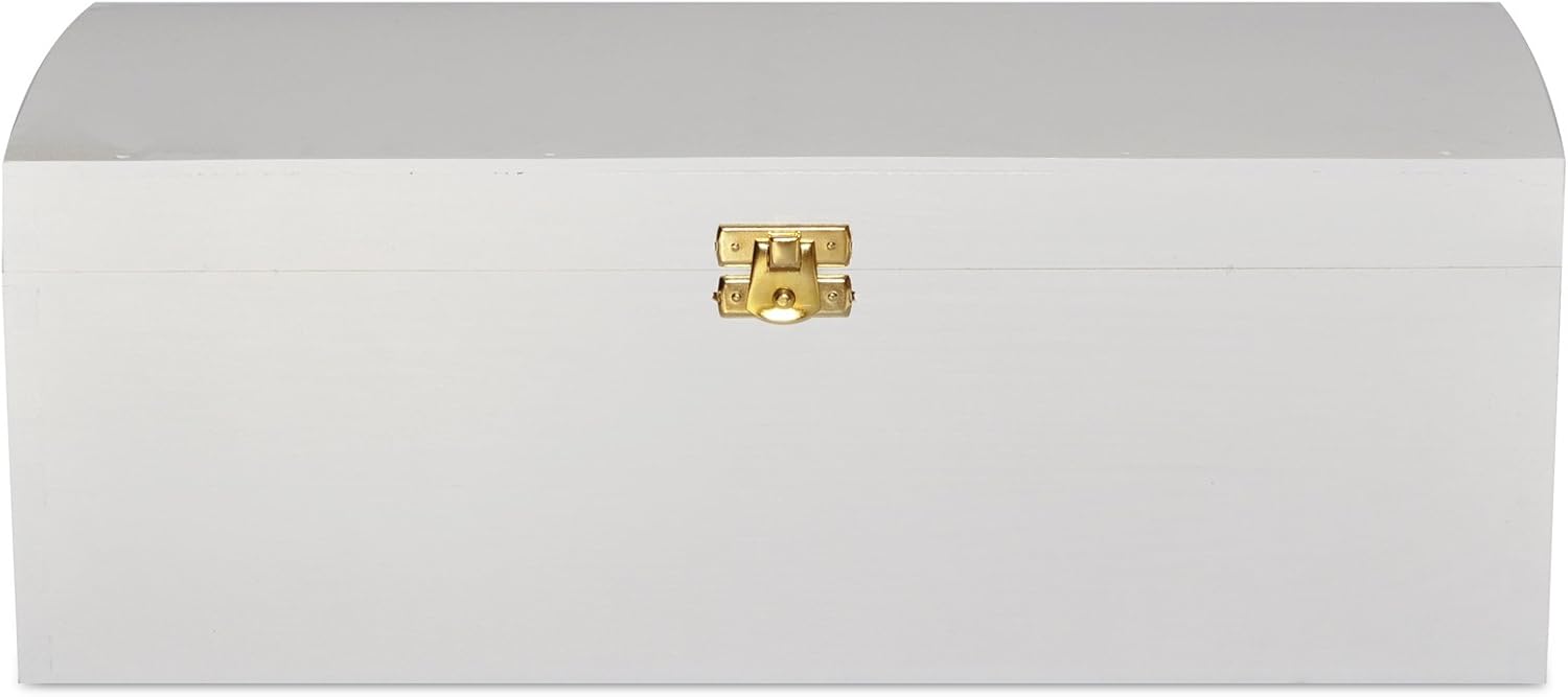 Creative Deco Large Wooden Storage Box White with Lid, Medium (34.5 x 18 x 13.8 cm) - Image 5