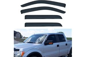 LQQDP Set of 4 Window Visors Compatible with 2009-2014 F-150 SuperCrew/Crew Cab Front+Rear Smoke Sun/Rain Guard Outside Mount Tape-On Acrylic with 4 Full Size Doors