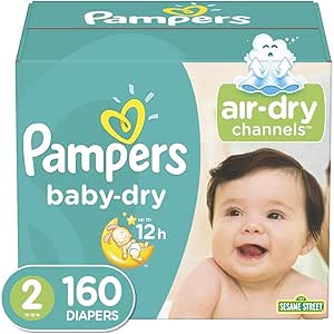 Pampers Baby Dry - Pañales Etapa 2, 160 Piezas. Para bebés de 5.5 a 8