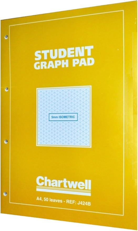 Chartwell A4 Yellow Student Graph Pad Notebook 50 Sheets (5mm Isometric
