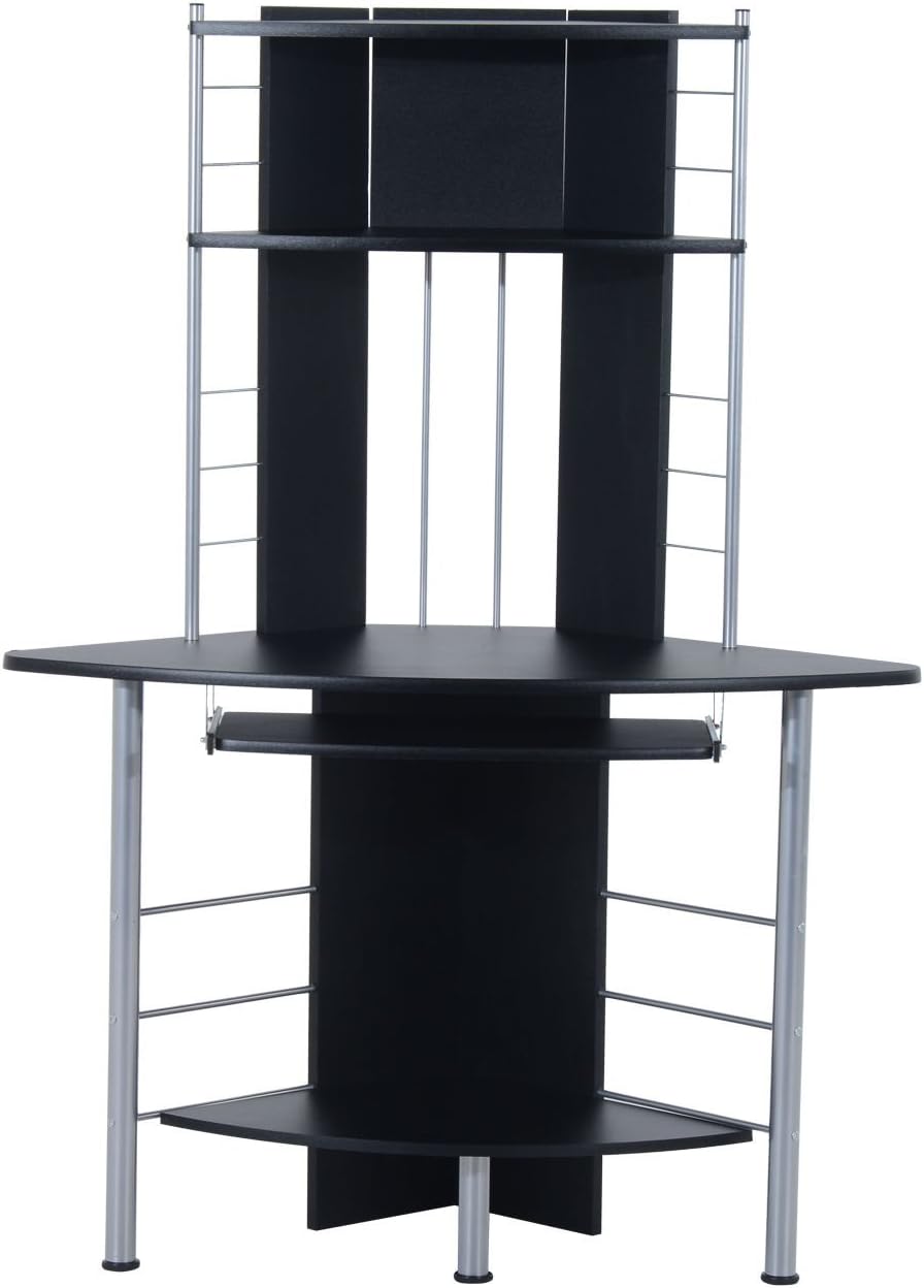 Computer Desk Compact Corner PC Table Workstation with 3 Shelves