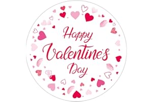 120pcs Happy Valentine's Day Stickers, 5cm/2 Inch Self-Adhesive Gift Tag Round Heart Prints Valentines Labels for Envelope Ca