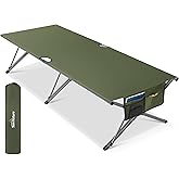Join Nature Oversized Camping Cot for Adults - Non-Assemble Folding Camping Bed Extra Wide for Outdoor, Support up to 6.9ft or 450lbs, with Storager Bag, 82” L x 32” W(Green)