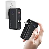 QiSa Portable Charger, Power Bank, 16000mAh Power Bank Built-in AC Wall Plug and Cables, PD 30W and QC4.0 Fast Charger for iPhone and Android Phones and Most Electronic Devices (Black)