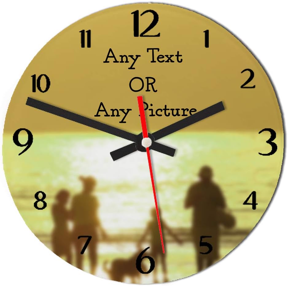 Giftme Personalised with your own Text/Image/Any Name themed 20 cm Glass Wall Clock For All Occasions. (20 cm)