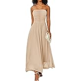 DRESSTELLS Women's Cocktail Dress, Strapless Tube Top Long Maxi Summer Formal Mesh Dresses 2025