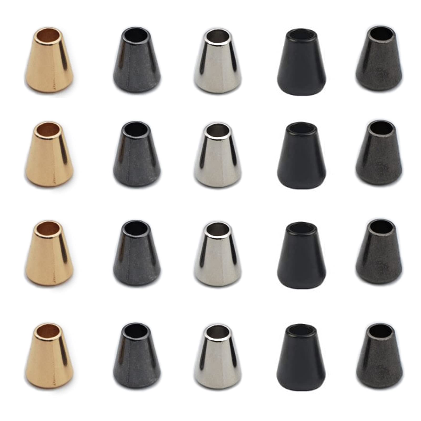 NO 50 x Metal Cord Stoppers, Cord Locks, Cord Locks, Cord Ends, Rope Stopper, Detachable Cord End for Backpack for Drawstring Clothes (5 Colours)