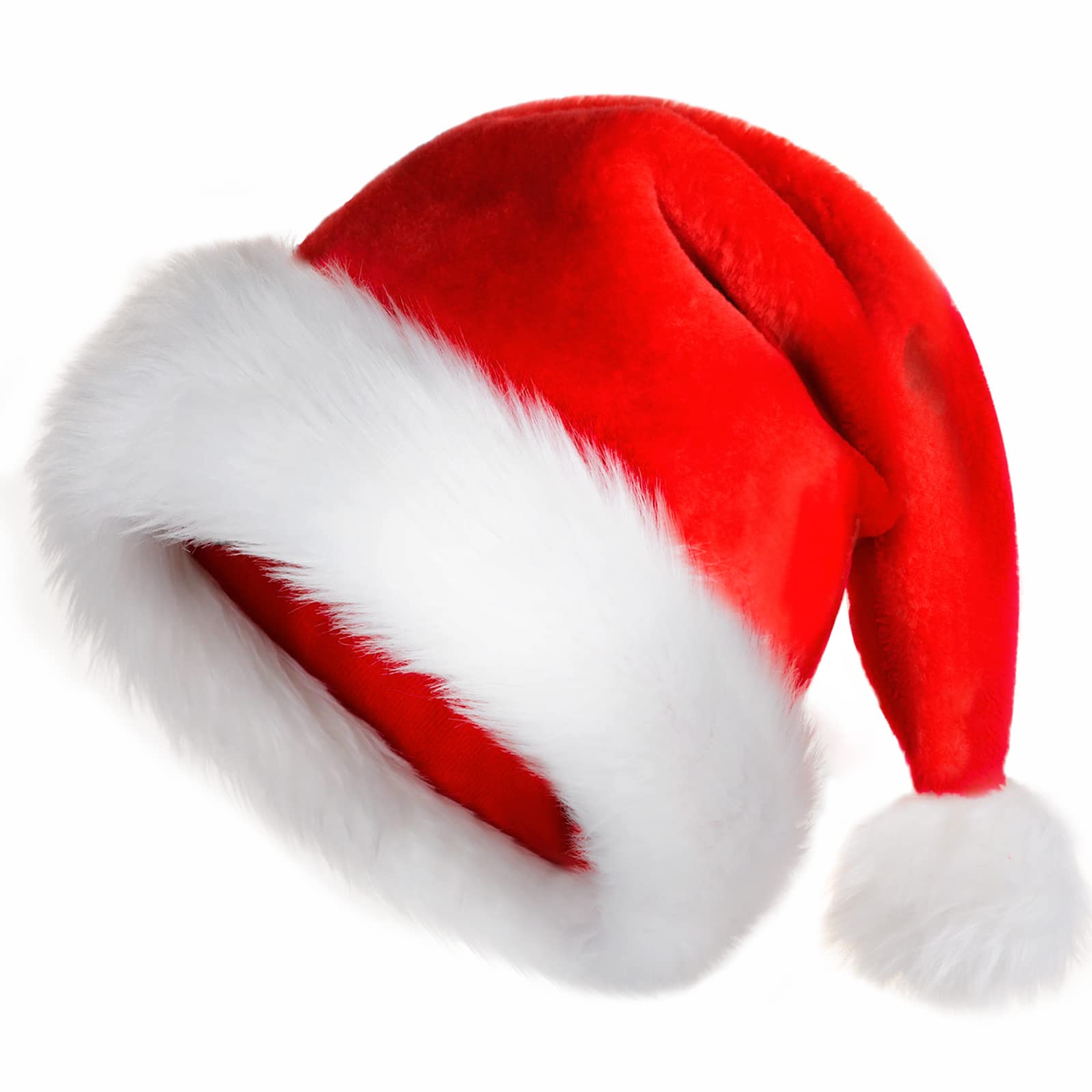 TLarder Santa Hats for Adults: Christmas Hats Adult Luxury Velvet Holiday Hat - Plush Xmas Santa Claus Outfit Hat for New Year Festive Party Gifts (Adult) — image 1