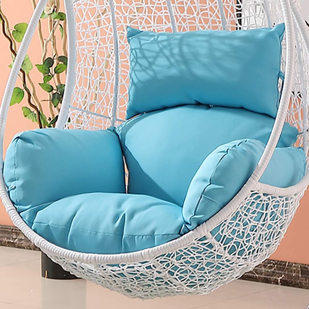 MSM Furniture Waterproof Swing Cushion, Hanging Egg Rattan Chair Wicker Hammock Pad, Balcony Patio Garden-without Stand-blue 65x56x42cm