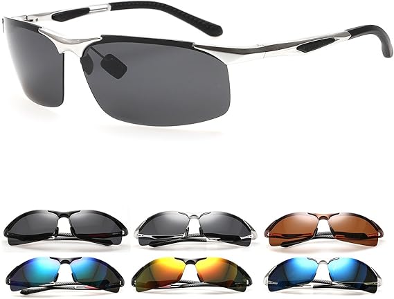 Amazon Co Jp U 偏光 スポーツ サングラス U22 セミハードケース付属 Uvカット シルバー バネ蝶番 Tr90 軽量 ハイカーブ 釣り 花粉 ウォーキング アウトドア マラソン 服 ファッション小物
