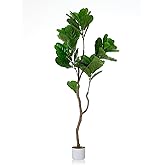 Artificial Fiddle Leaf Fig Tree with Pot, 5 ft Potted Decorative Fig Tree, Evergreen Tall Faux Indoor Plant Tropical Indoor for Home Living Room Office Entryway Outdoor Decor