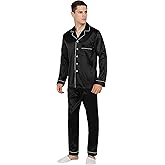 YIMANIE Mens Satin Pajamas Set Classic Short Sleeved and Long Pants Sleepwear Loungewear