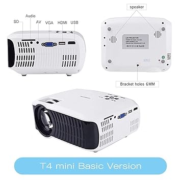 HD T4 Mini LED Proyector 1280x720 Portátil Beamer Home Cinema ...