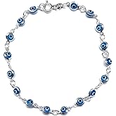 MYSTIC JEWELS By Dalia - Silver Lucky Tiny Evil Eye Bracelet - 7"