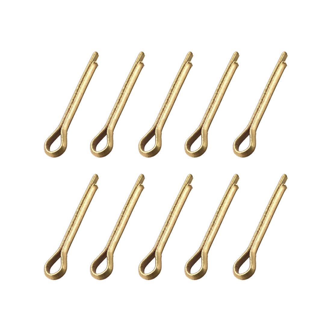 sourcing map Split Cotter Pin - 3mm x 20mm (1/8 inch x 25/32 inch) Solid Brass 2-Prongs Gold Tone Fastener Clip Key 10Pcs