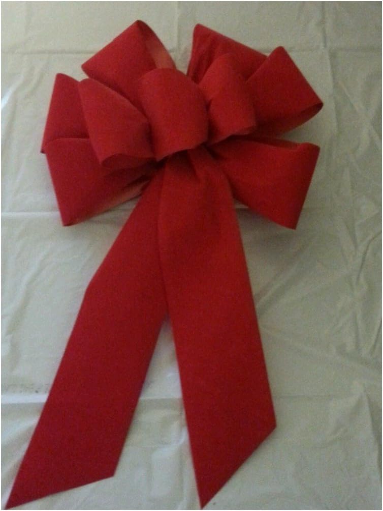 CALVANESE 3 Large 10" Hand Made Christmas Bows - Red Velvet Indoor Outdoor Wreath Ribbon