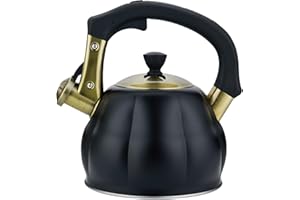 LAZNEYRU Stainless Steel Tea Kettle for Stove Top Teakettles Stovetop Whistling with Heat Proof Ergonomic Handle 2.5 Quart