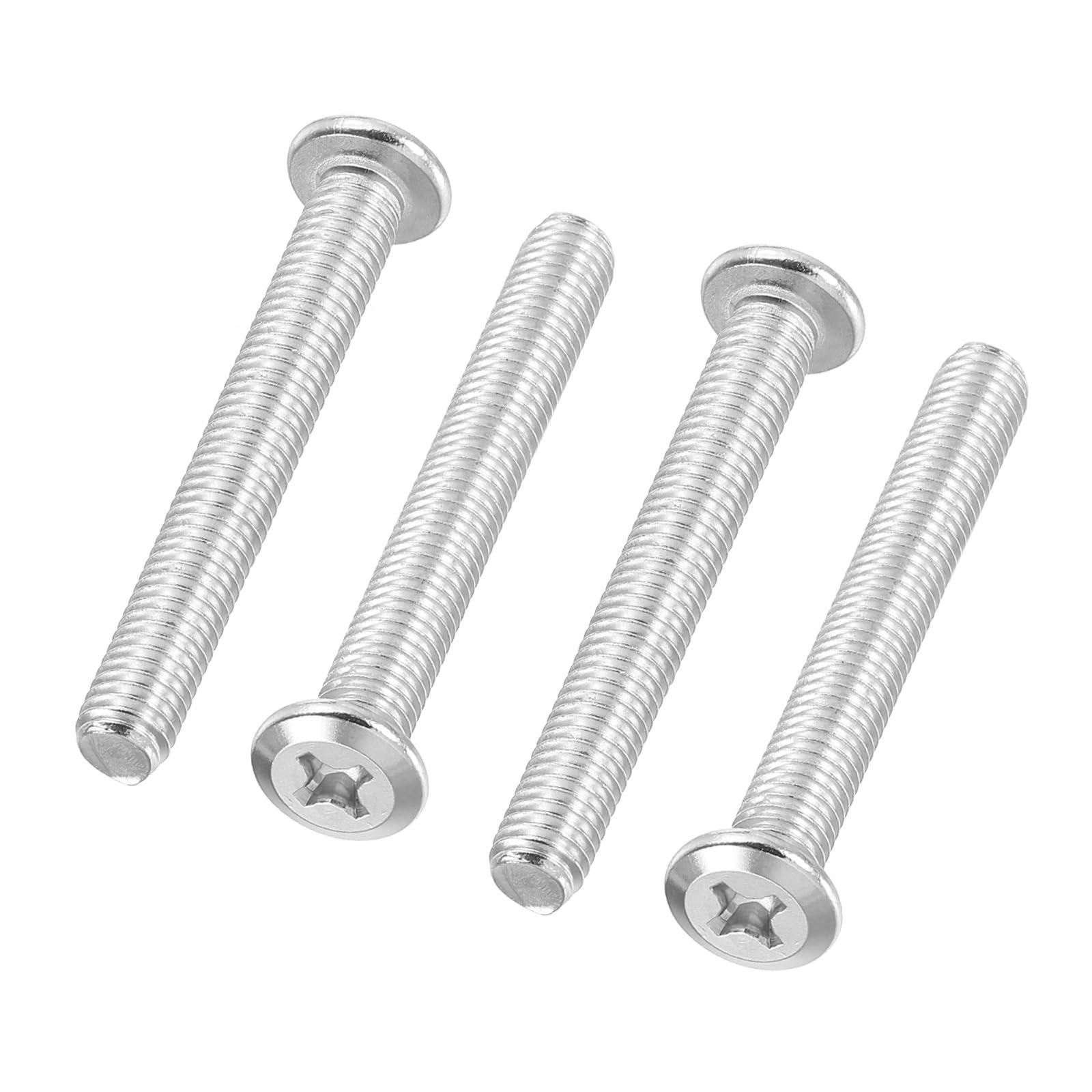 PATIKIL Flat Round Head Phillips Screws, 4 Pack M8-1.25 x 60mm Binding Screws 304 Stainless Steel 18-8 Full Thread, Phillips Drive Machine Screw Furniture Screw Connector Bolts