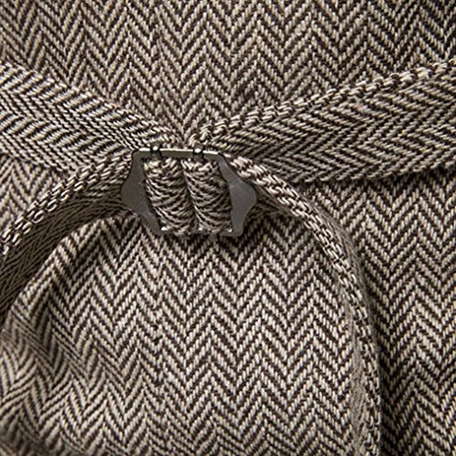 Nevera Handsome Men Formal Jacket Tweed Check Double Breasted Waistcoat Retro Slim Fit Suit (M, Khaki)