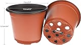 KINGLAKE 50 Pcs Plastic Plant Pots 15 cm Seedling Transplant Nursery Pots view 2