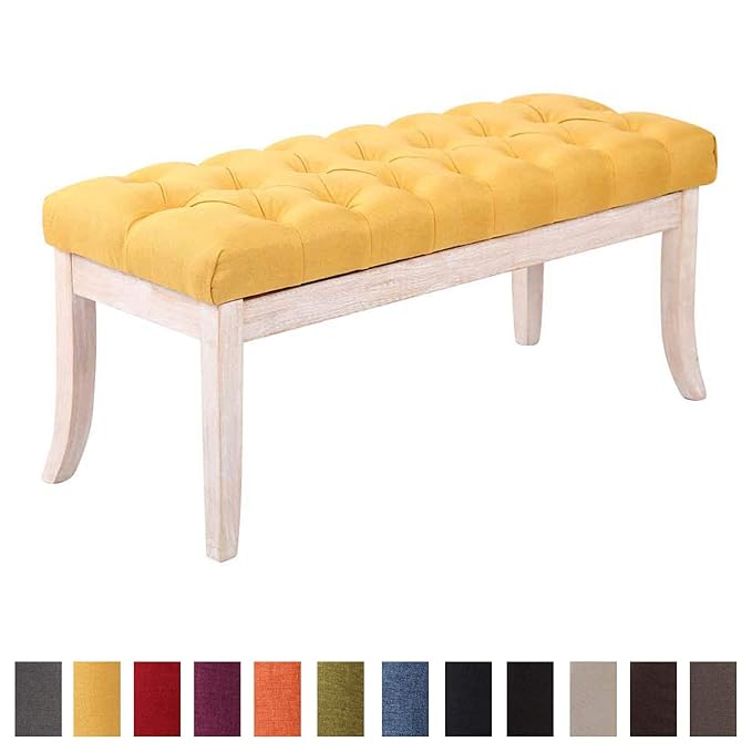 CLP Taburete Pie de Cama Ramses en Tela | Banqueta Altura de Asiento